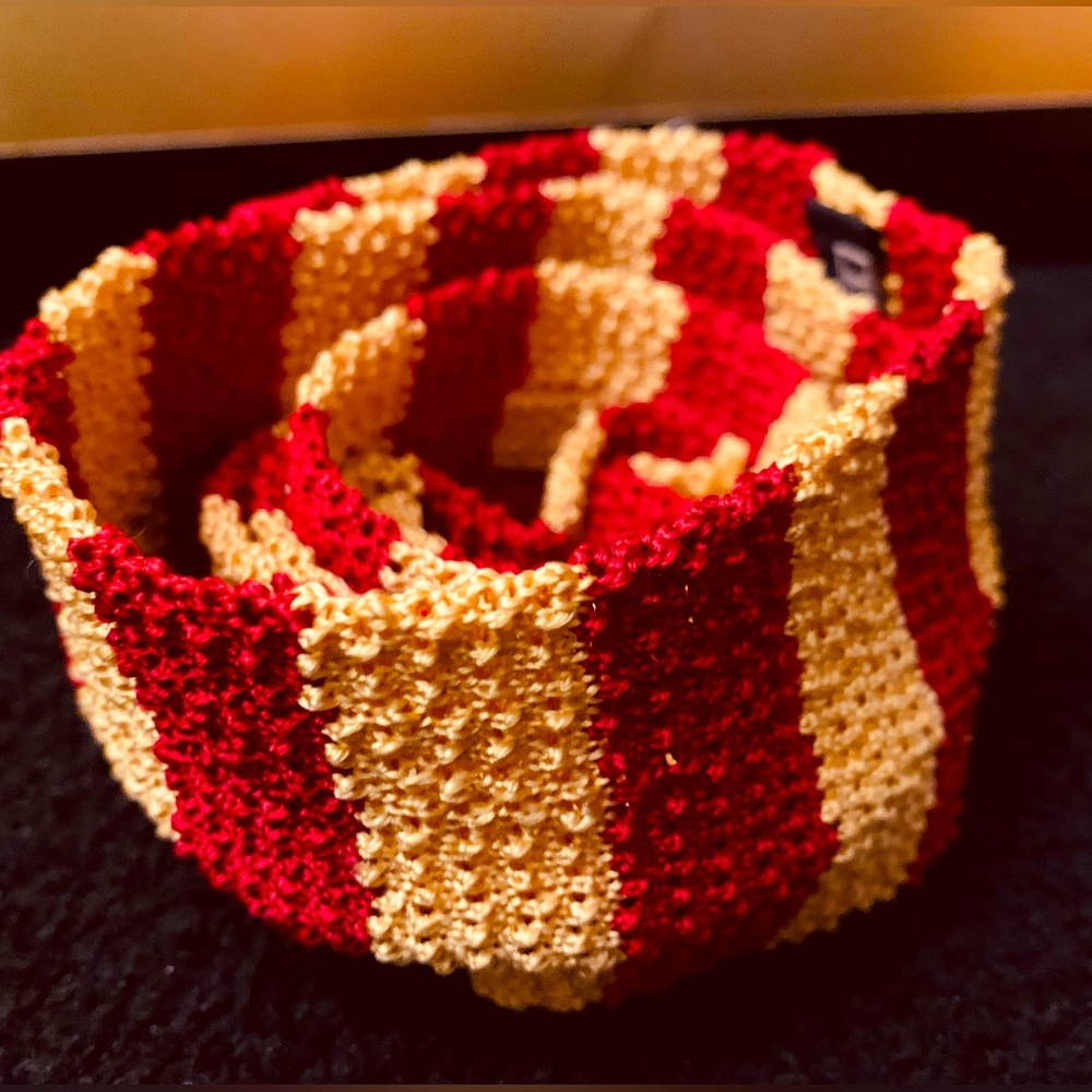 New Polo Ralph Lauren Unique Red and Yellow Silk Embroidered Tie. Italy. Perfect